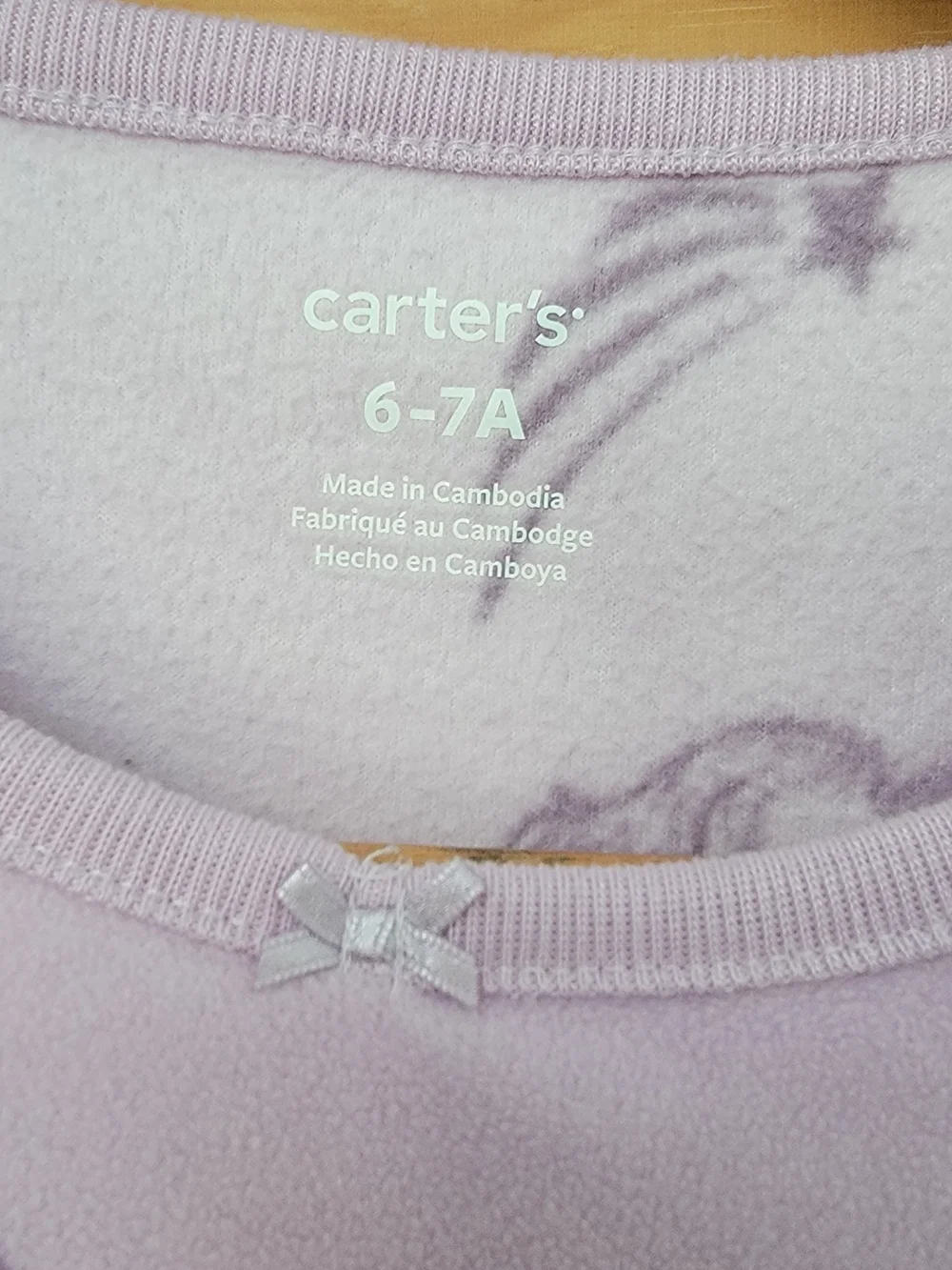Carter's Lavender Unicorn Fleece Ruffle Nightgown - Size 6-7A